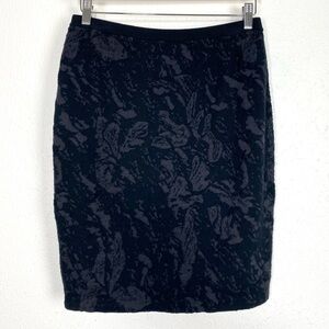 NWT Eileen Fisher Washable Wool Flora Jacquard Skirt Charcoal Size Small
